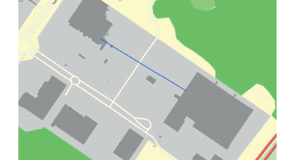 The distance highlighted in blue. Disturb source is top left and the lighting down to the right.